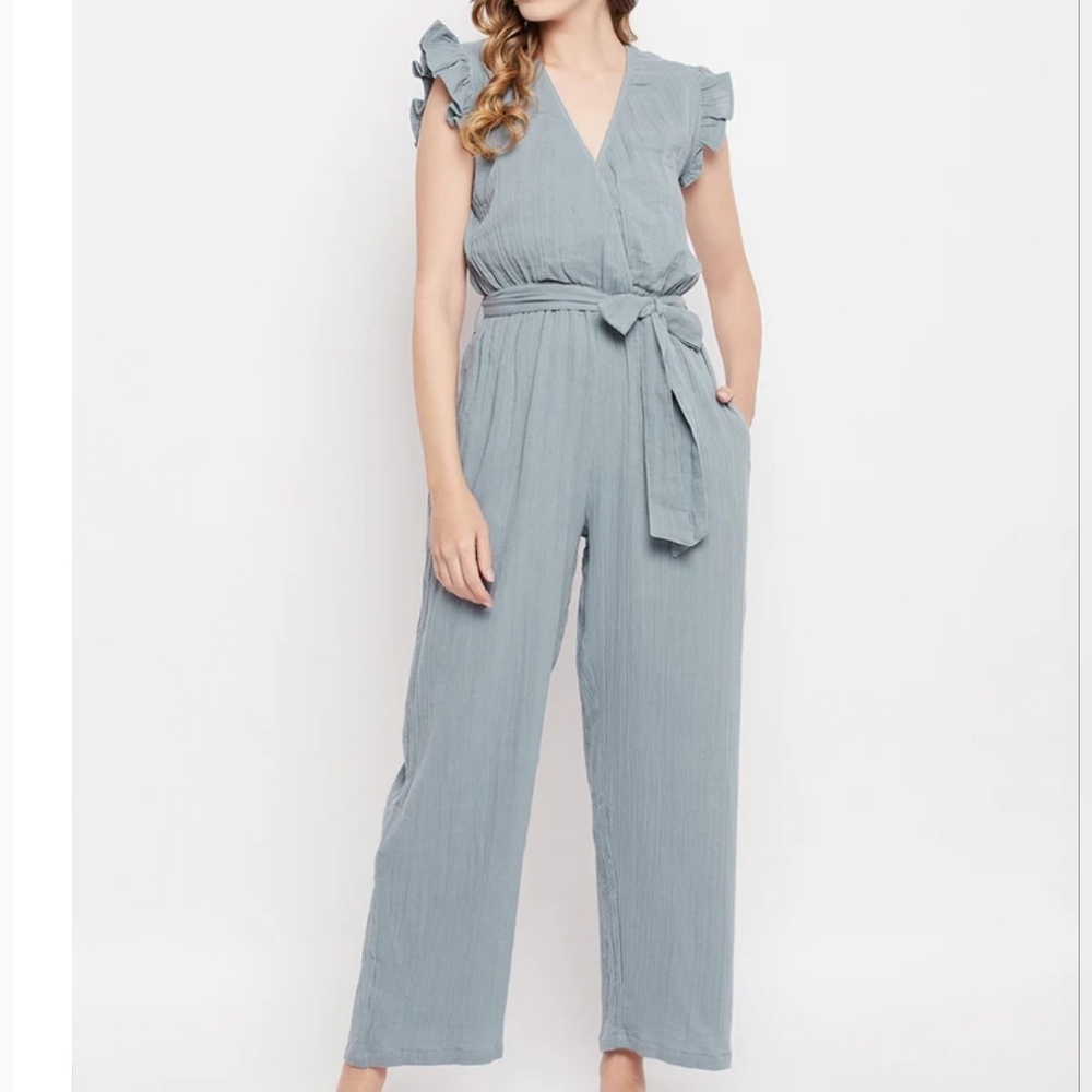 #058 Sz S / Sim & Sam Sleeveless Slate Women's Jumpsuit